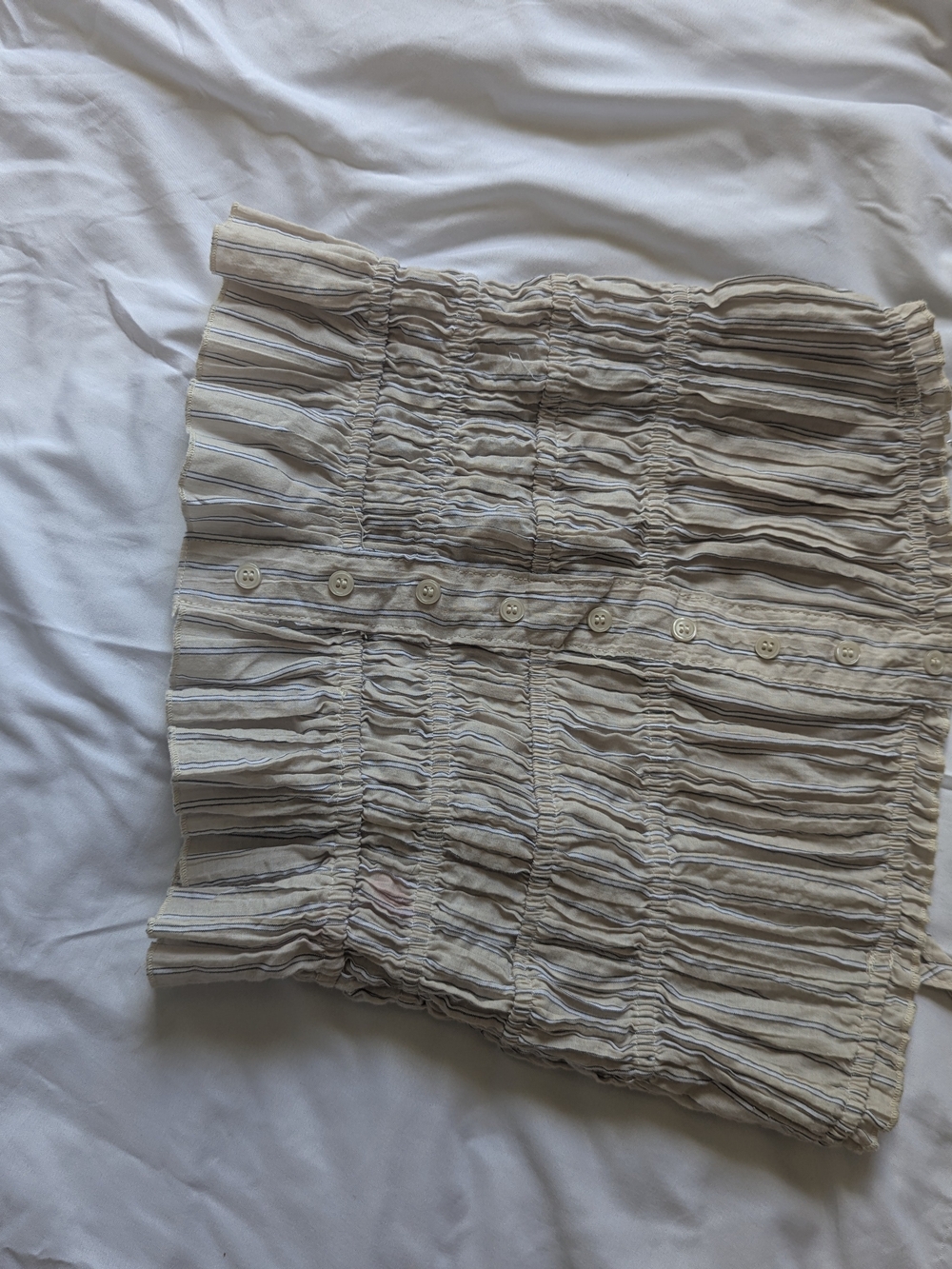 Forever 21 Cream and Navy Striped Smocked Tube Top